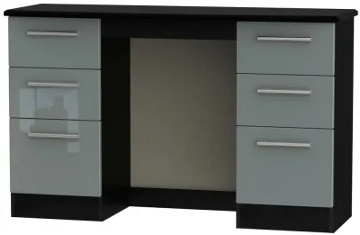 Knightsbridge 6 Drawer Double Dressing Table - Grey, Black