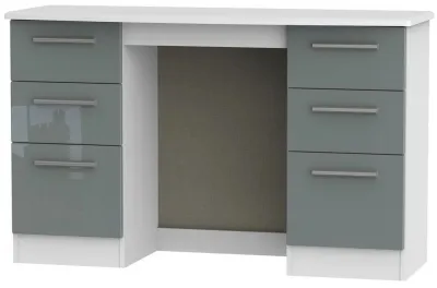 Knightsbridge 6 Drawer Double Dressing Table - Grey, White