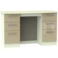 Knightsbridge 6 Drawer Double Dressing Table - Mushroom, Cream