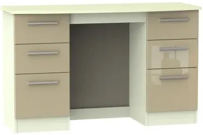 Knightsbridge 6 Drawer Double Dressing Table - Mushroom, Cream image