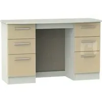 Knightsbridge 6 Drawer Double Dressing Table - Mushroom, Matt