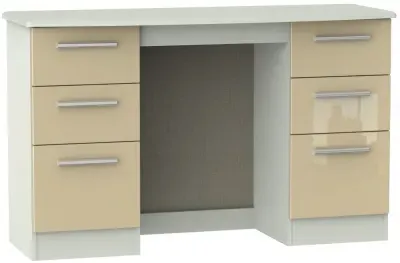 Knightsbridge 6 Drawer Double Dressing Table - Mushroom, Matt