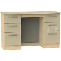 Knightsbridge 6 Drawer Double Dressing Table - Mushroom, Oak