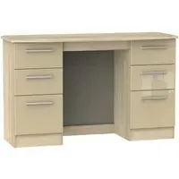 Knightsbridge 6 Drawer Double Dressing Table - Mushroom, Oak