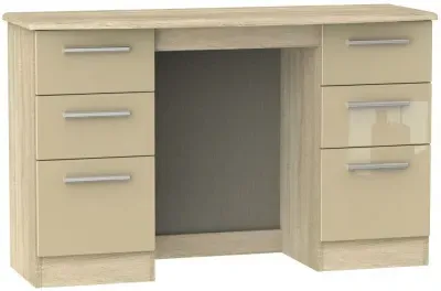Knightsbridge 6 Drawer Double Dressing Table - Mushroom, Oak
