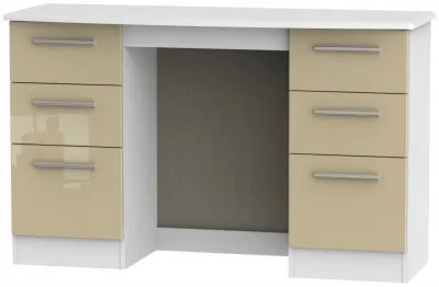 Knightsbridge 6 Drawer Double Dressing Table - Mushroom