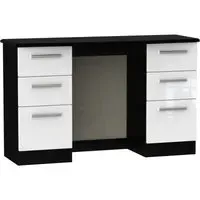 Knightsbridge 6 Drawer Double Dressing Table - White, Black
