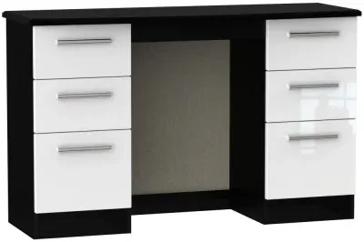 Knightsbridge 6 Drawer Double Dressing Table - White, Black