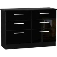 Knightsbridge 6 Drawer Midi Chest - Black