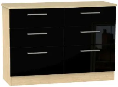 Knightsbridge 6 Drawer Midi Chest - Black, Oak