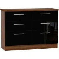 Knightsbridge 6 Drawer Midi Chest - Black, Walnut