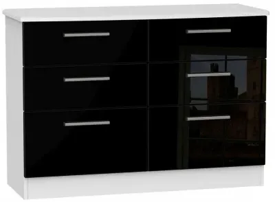 Knightsbridge 6 Drawer Midi Chest - Black, White