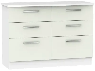 Knightsbridge 6 Drawer Midi Chest - Cashmere, White
