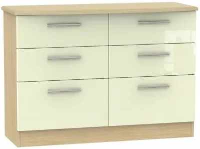 Knightsbridge 6 Drawer Midi Chest - Cream, Oak