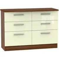 Knightsbridge 6 Drawer Midi Chest - Cream, Walnut