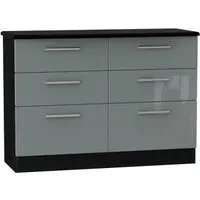Knightsbridge 6 Drawer Midi Chest - Grey, Black