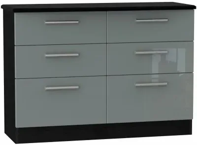 Knightsbridge 6 Drawer Midi Chest - Grey, Black image