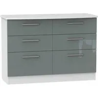 Knightsbridge 6 Drawer Midi Chest - Grey, White