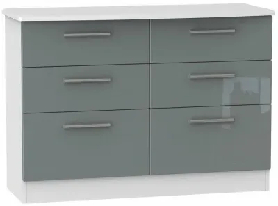 Knightsbridge 6 Drawer Midi Chest - Grey, White image