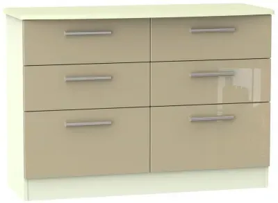 Knightsbridge 6 Drawer Midi Chest - Mushroom, Cream