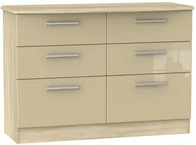 Knightsbridge 6 Drawer Midi Chest - Mushroom, Oak