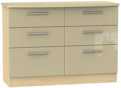 Knightsbridge 6 Drawer Midi Chest - Mushroom, Oak