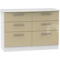 Knightsbridge 6 Drawer Midi Chest - Mushroom, White