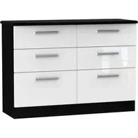 Knightsbridge 6 Drawer Midi Chest - White, Black