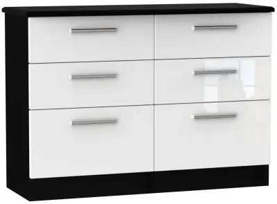 Knightsbridge 6 Drawer Midi Chest - White, Black