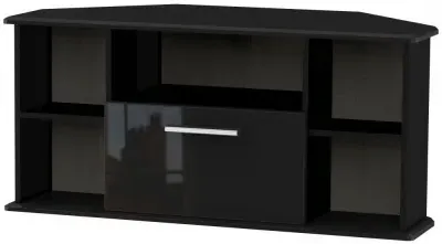 Knightsbridge Corner TV Unit with Drawer - Black