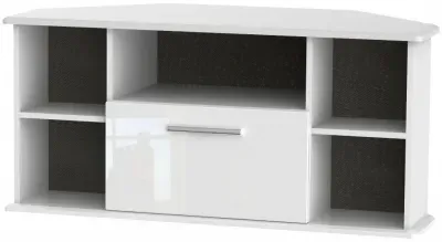 Knightsbridge Corner TV Unit with Drawer - White