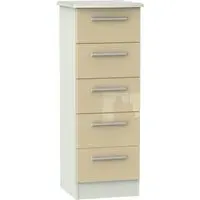 Knightsbridge Narrow 5 Drawer Chest - Mushroom, Cashmere Matt