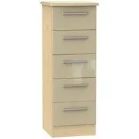 Knightsbridge Narrow 5 Drawer Chest - Mushroom, Light Oak