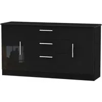 Knightsbridge Wide Sideboard with Storage - Black Gloss