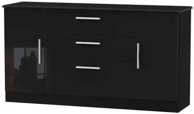 Knightsbridge Wide Sideboard with Storage - Black Gloss