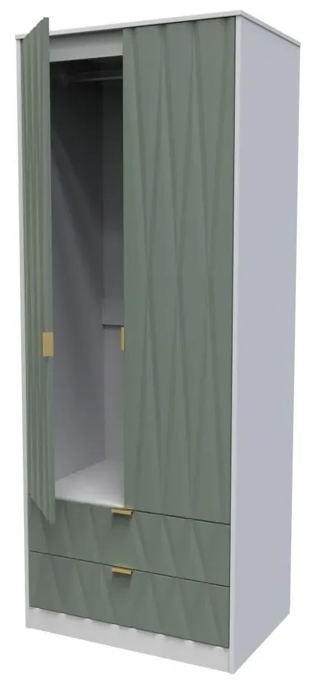 Las Vegas 2 Door 2 Drawer Tall Wardrobe - White, MDF