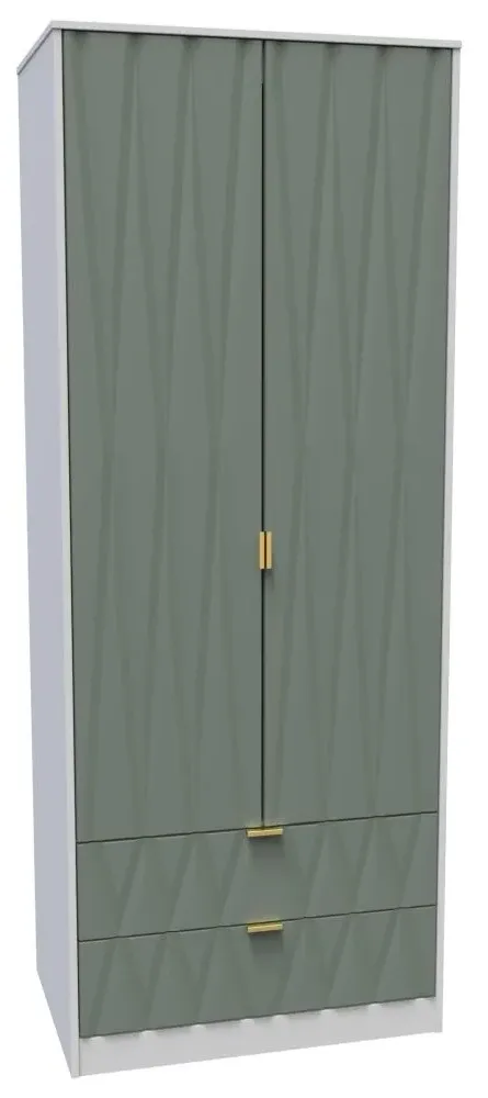 Las Vegas 2 Door 2 Drawer Tall Wardrobe - White, MDF