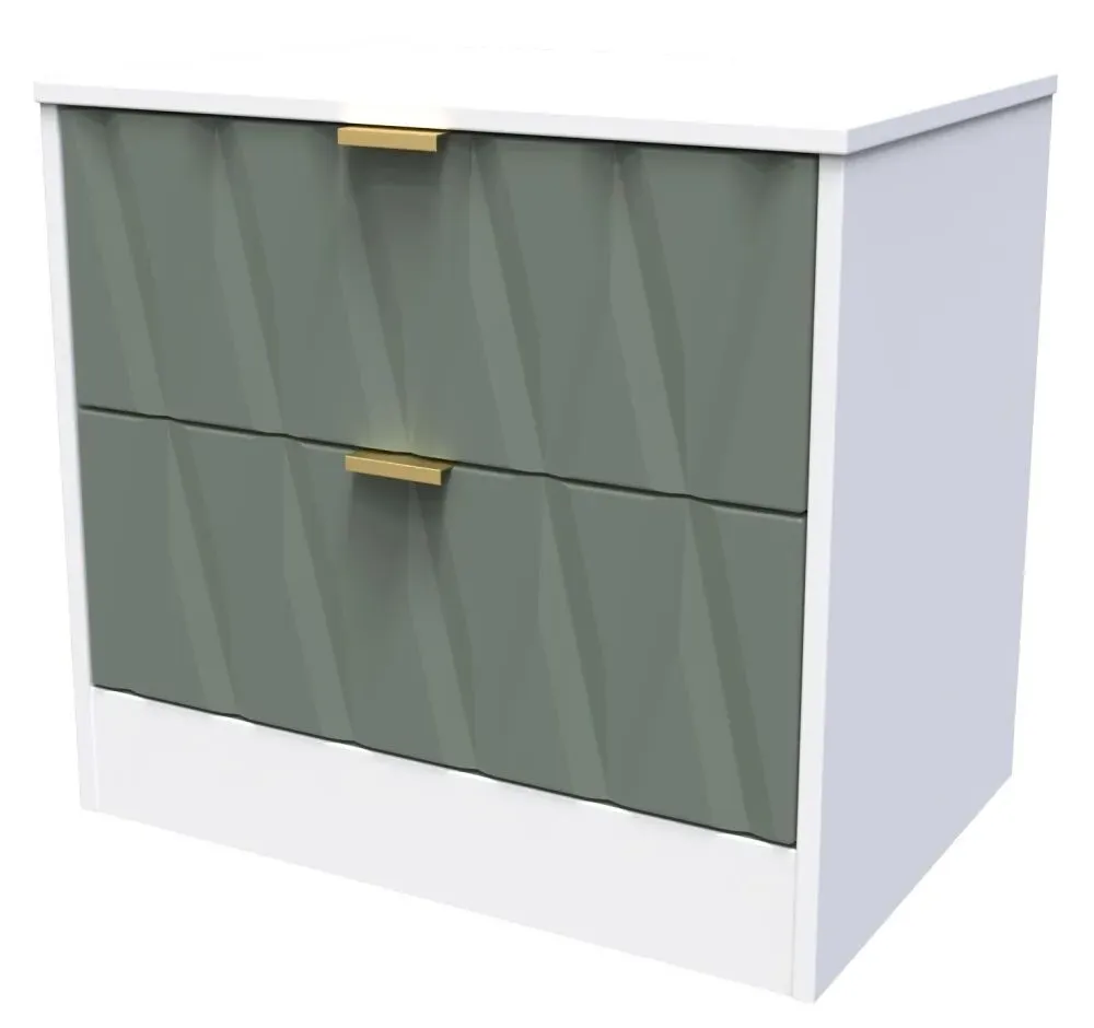 Las Vegas 2 Drawer Bedside Cabinet - White, MDF