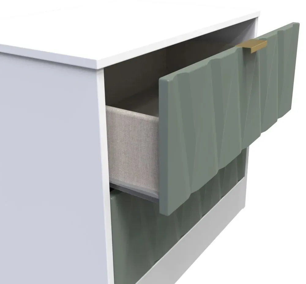 Las Vegas 2 Drawer Bedside Cabinet - White, MDF