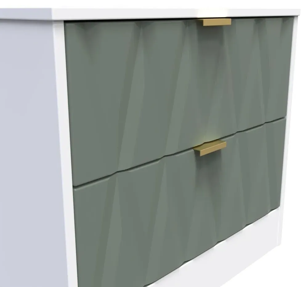 Las Vegas 2 Drawer Bedside Cabinet - White, MDF