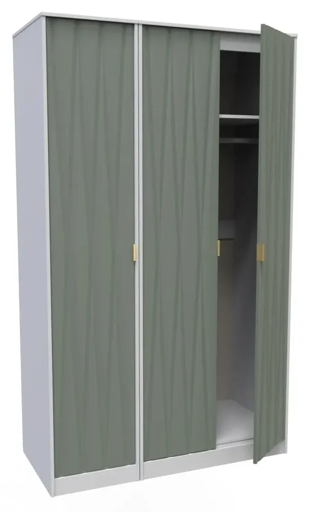 Las Vegas 3 Door Tall Triple Wardrobe - White, MDF