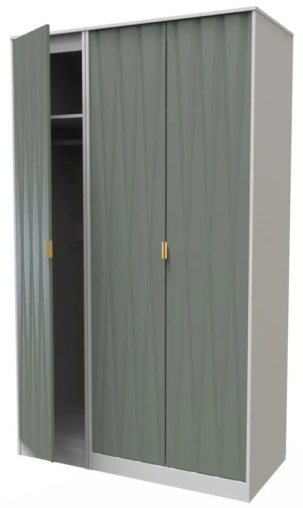 Las Vegas 3 Door Tall Triple Wardrobe - White, MDF