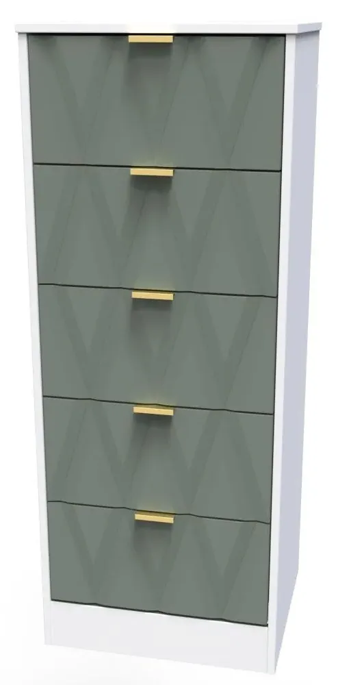 Las Vegas 5 Drawer Narrow Chest - White, MDF