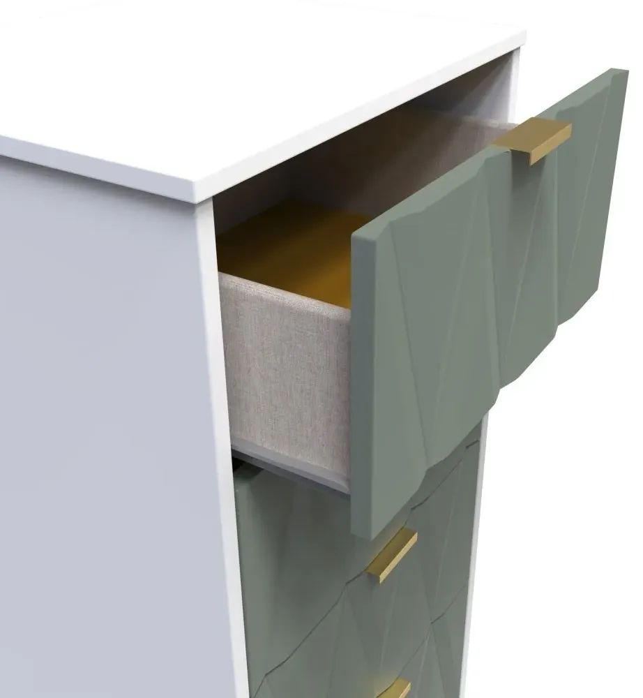 Las Vegas 5 Drawer Narrow Chest - White, MDF