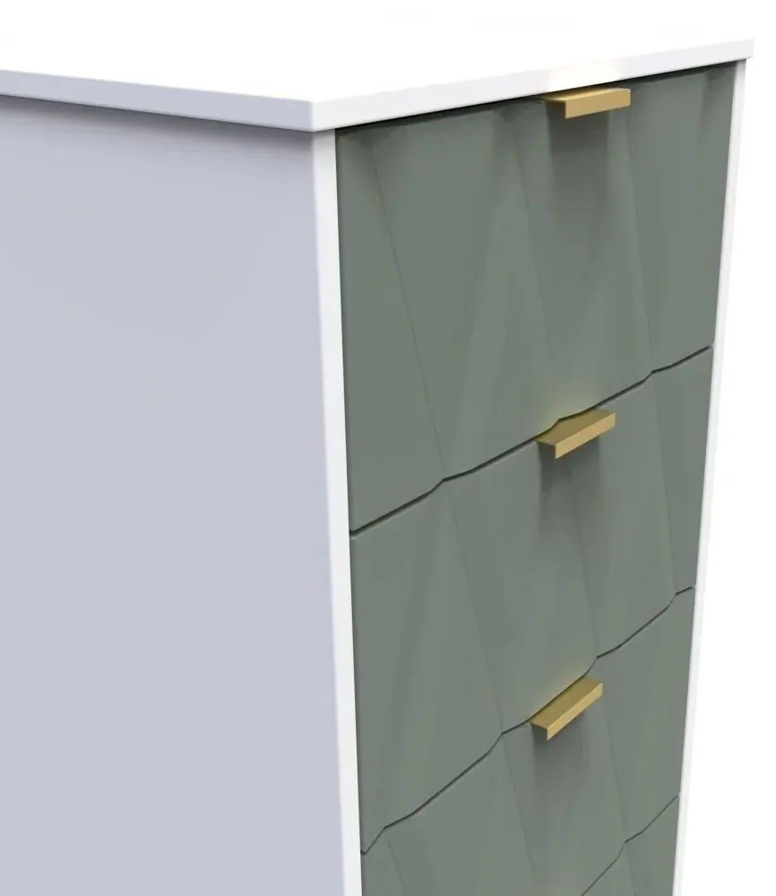 Las Vegas 5 Drawer Narrow Chest - White, MDF