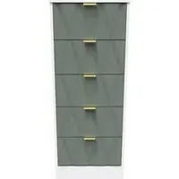 Las Vegas 5 Drawer Narrow Chest - White, MDF