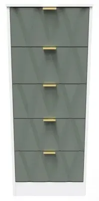 Las Vegas 5 Drawer Narrow Chest - White, MDF