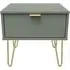 Linear 1 Drawer Bedside Cabinet with Hairpin Legs - Reed Green