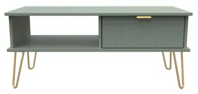 Linear 1 Drawer Coffee Table with Hairpin Legs - Reed Green