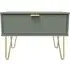 Linear 1 Drawer Wide Bedside Cabinet with Hairpin Legs - Reed Green
